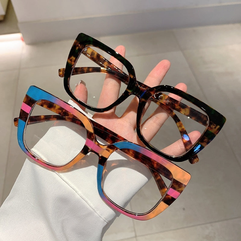 Leopard Print Frame Plain Glasses Anti Blue-ray