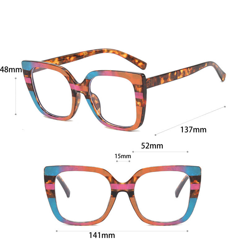 Leopard Print Frame Plain Glasses Anti Blue-ray