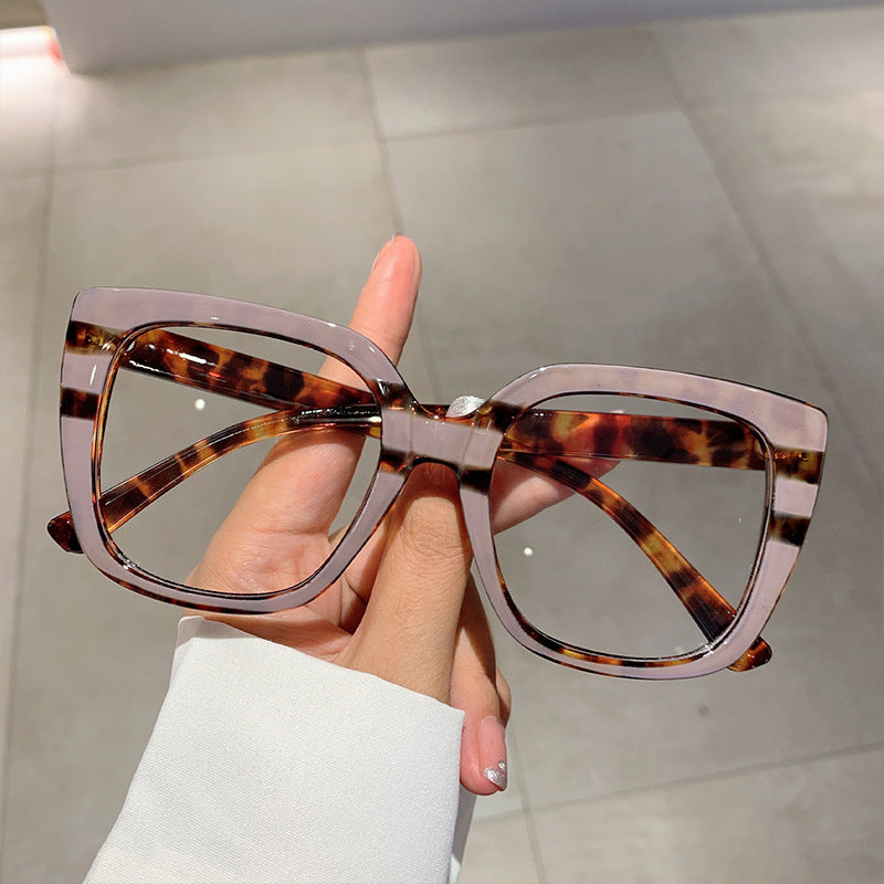 Leopard Print Frame Plain Glasses Anti Blue-ray