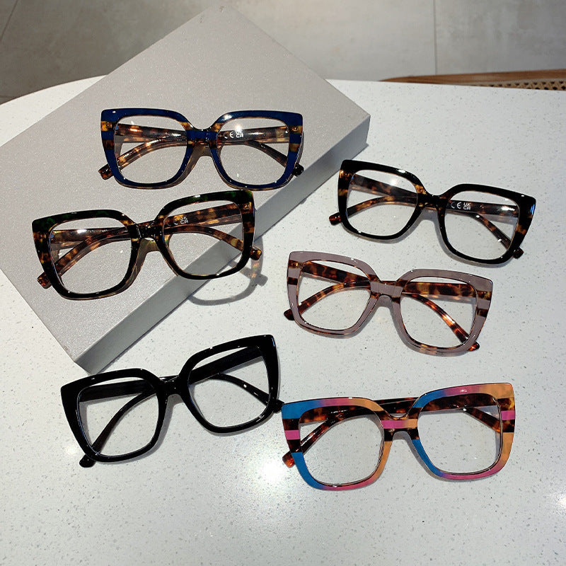 Leopard Print Frame Plain Glasses Anti Blue-ray