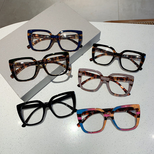 Leopard Print Frame Plain Glasses Anti Blue-ray