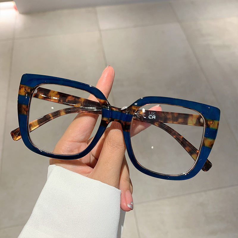 Leopard Print Frame Plain Glasses Anti Blue-ray