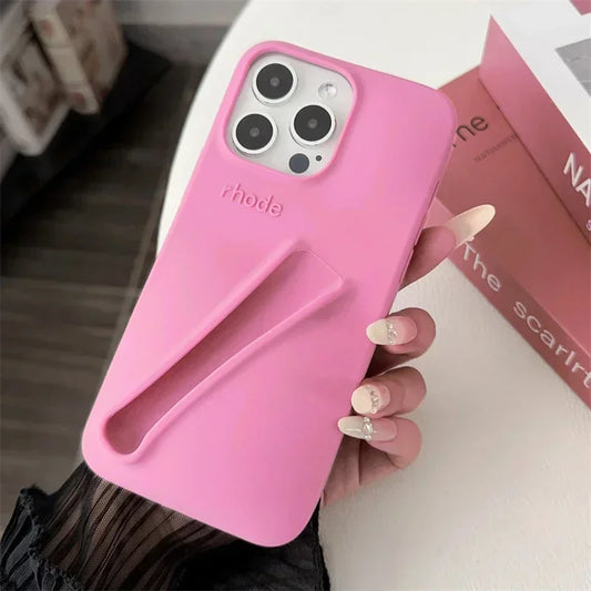 Autumn Limited Edition Rhod Lip Holder Soft Silicone Lipstick Phone Case for IPhone 16 11 14 13 12 15 Pro Max With Original Box