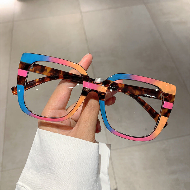 Leopard Print Frame Plain Glasses Anti Blue-ray