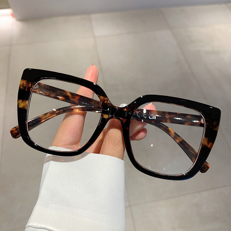 Leopard Print Frame Plain Glasses Anti Blue-ray