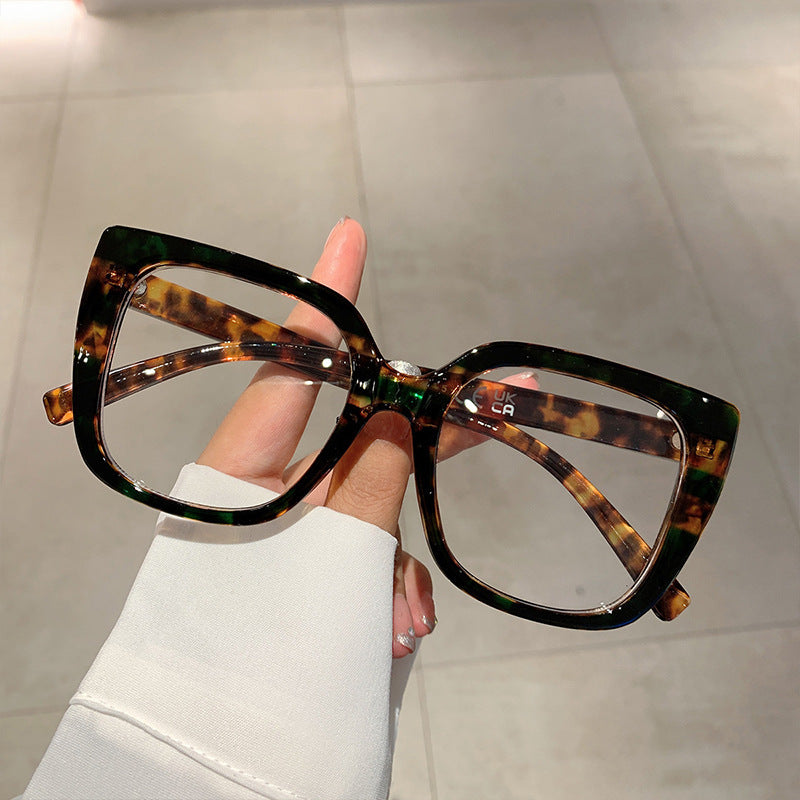 Leopard Print Frame Plain Glasses Anti Blue-ray